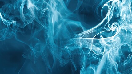 Abstract teal smoke swirls, dark background, design element