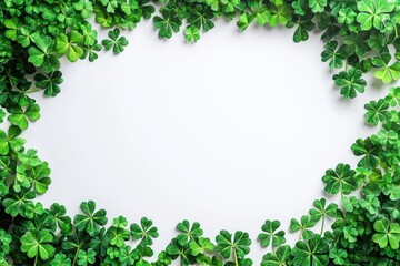 Naklejka premium St. PatrickA's symbols on white background for greeting card with frame border.