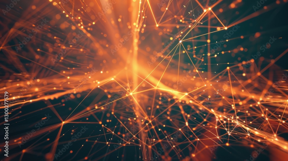 Poster a dynamic abstract representation of a payment network, showcasing converging lines and glowing elem