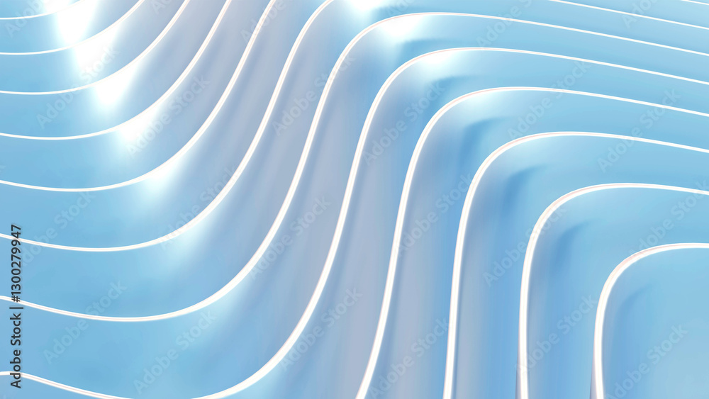 Aufkleber blue striped pattern background, 3d lines design, abstract minimal wavy background for business pres
