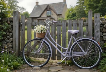 Fototapeta premium bicycle in front of a wooden house