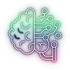 Neural Network and AI Concept Brain Icon Isolated on Transparent Background PNG