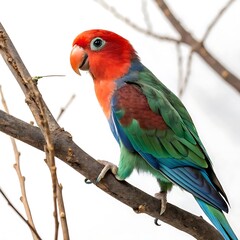 Fototapeta premium lovely lovebird with vivid colors, perched confidently on a branch, captured in sharp detail and natural light
