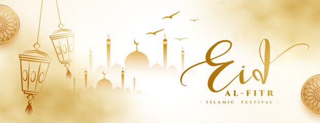 beautiful golden eid al fitr mosque wallpaper design