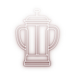 Neon Coffee Press Symbol Isolated on Transparent Background PNG