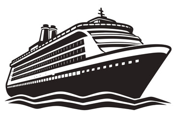 Obraz premium Cruise ship Elegant Ocean vector Silhouette