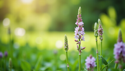 Fototapeta premium Blooming asparagus plants in botanical garden, nature's beauty