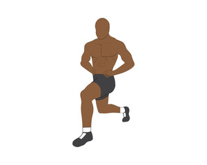 vector design, an illustration of an athletic, bald-headed man warming up before exercising