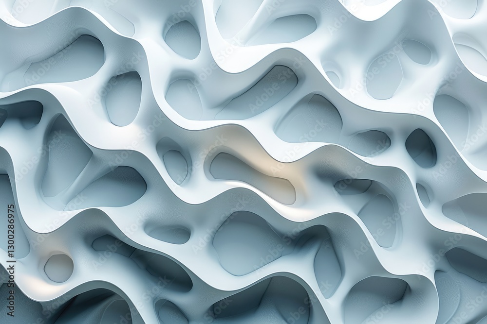 Fototapete abstract white organic structure with holes. modern 3d texture design. background image of 3d render