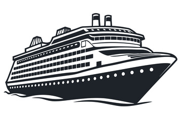 Fototapeta premium Cruise Black and White Isolated Icon Vector