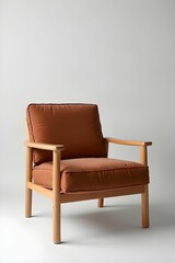Cozy leather armchair. Chair in living room. Household items. Furniture. living room interior design