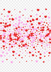 Red Heart Background Transparent Vector. Banner Illustration Confetti. Pink Greeting Pattern. Violet Confetti Romantic Frame. Tender Shape Backdrop.