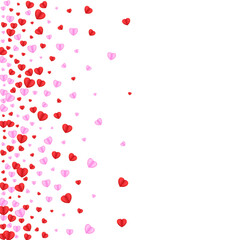 Red Heart Background White Vector. Cute Pattern Confetti. Violet Wallpaper Backdrop. Pink Confetti February Texture. Fond Wedding Illustration.