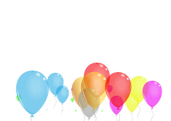Multicolor Surprise Background White Vector. Flying Realistic Banner. Green Wedding. Blue Air. Helium Festival Background.