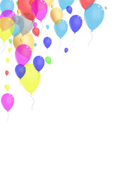 Colorful Balloon Background White Vector. Confetti Circus Design. Multicolor Sphere. Yellow Flying. Balloon Shiny Banner.