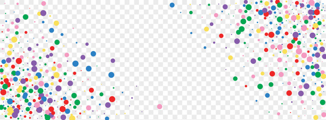 Bright Dot Background Transparent Vector. Geometric Summer Texture. Colorful Christmas. Rainbow Circle Top. Element Isolated Card.