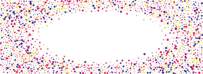 Rainbow Geometric Background White Vector. Round Falling Illustration. Bright Celebration. Multicolored Polka Abstract. Confetti Fiesta Card.