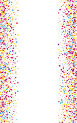 Colorful Circle Background White Vector. Confetti Summer Texture. Bright Happiness. Rainbow Dot Fest. Element Transparent Design.