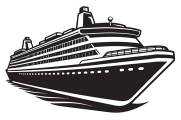A drawing of a cruise ship on a white background