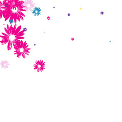 Yellow Chamomile Background White Vector. Leaf Flowering Period Textile. Purple Gerbera Fashion. Imitate Print. Light Violet Petal.