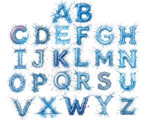 Water splash font a to z set png