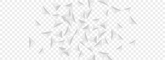 Greyscale Shard Background Transparent Vector. Fractal Realistic Template. Silver Cover Design. Crystal Art. Grizzly Triangular Backdrop.