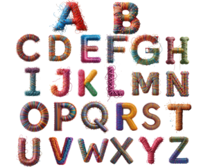 stitched with thread font a to z set png
