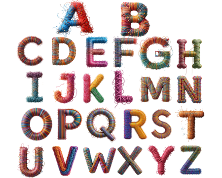 stitched with thread font a to z set png