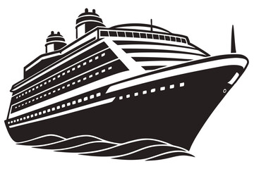 Cruise Black and White Isolated Icon Vector illustration