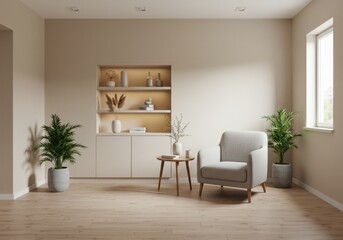 Fototapeta premium Minimalist Lounge with Cozy Armchair