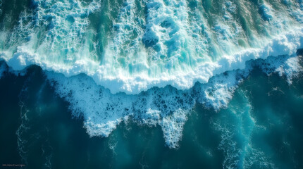 Breathtaking Aerial Turquoise Ocean Waves Crashing White Foam Seascape Photography