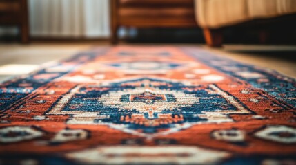 Naklejka premium Colorful Textile Patterns on Vibrant Cozy Rug