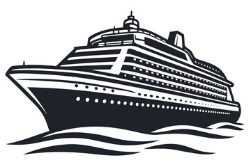 Obraz premium Cruise Black and White Isolated Icon Vector illustration