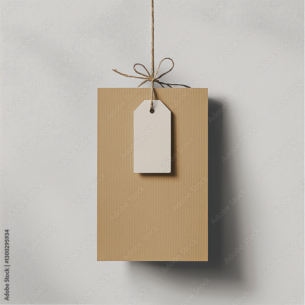 Poster simple cardboard tag hanging from string, perfect for gifts or labeling