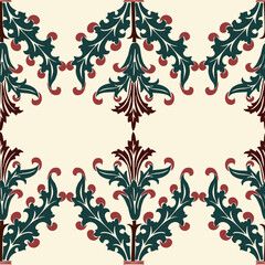 Damask pattern,ornamental design,Floral motif,Baroque style 