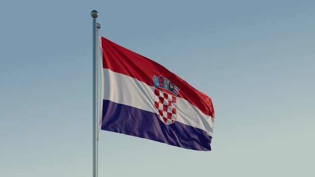 Croatia Zagreb Flag loop Cinematic Realistic Waving Blue Sky