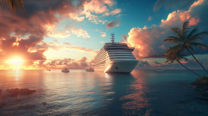 A cruise ship off the coast a huge ship with open _008