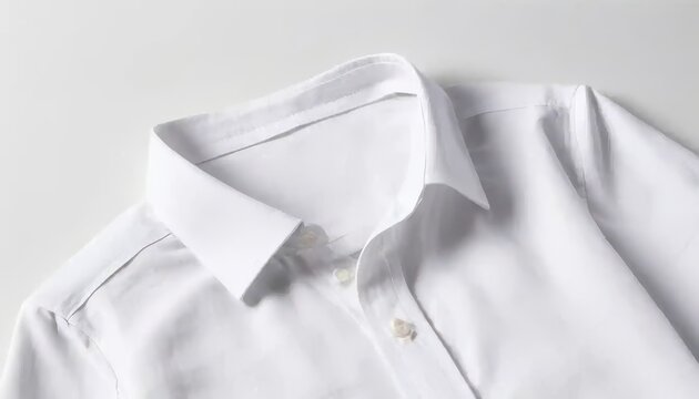 Elegant White Dress Shirt Display, Studio Setting, Fashion Photography, Minimalist Environment, Close-Up Shot, Style Inspiration