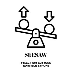 Seesaw symbol, featuring an editable stroke outline icon isolated on white background flat vector illustration. Pixel perfect