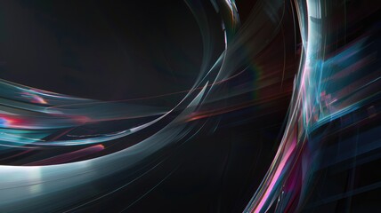 Abstract colorful light streaks on a dark background. Digital artwork of glass prism with vibrant color spectrum with black background. Modern digital art and design concept for print. Texture. AIG53.