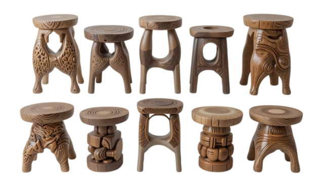 artistic wooden stools with unique designs handcrafted furniture