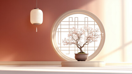Elegant Bonsai Tree in a Traditional Japanese Setting