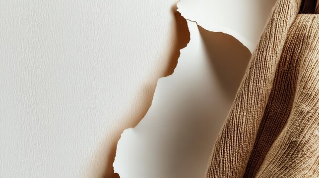 An artistic representation of peeling wallpaper that exposes a textured, creamy background, symbolizing change and the passage of time in a creative and abstract manner.