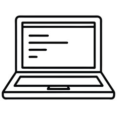 a line art design of a laptop with code or a website displayed on the screen 