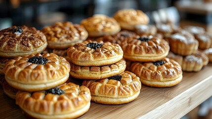 Assortment Of Baked Goods On Wooden Surface