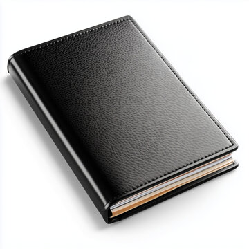 A sleek black checkbook with a subtle embossed cover