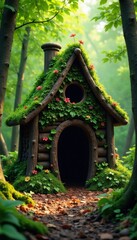 Rustic woodland fort, crafted from branches & leaves , imaginative, friends