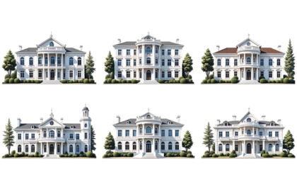 Classic white mansions luxury estates