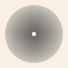 Many black line circles on beige background. Design element for logo, web pages, prints, posters, template.