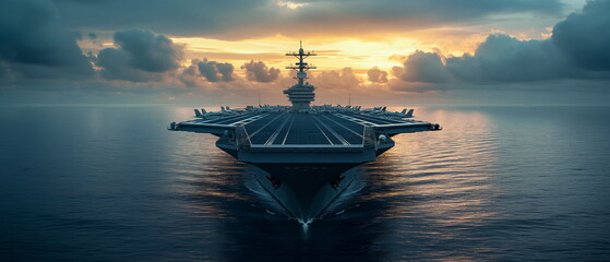 Fototapeta premium A massive aircraft carrier in the ocean a gigantic_004